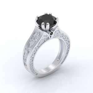 2.0 Carat Black Diamond Engagement Ring