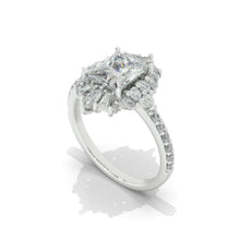 Load image into Gallery viewer, 2 Carat Moissanite Diamond Emerald Cut Halo White Gold Engagement  Ring
