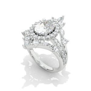 14K White Gold 2 Carat Oval Halo Engagement Ring