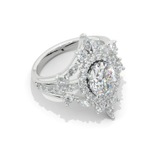 14K White Gold 2 Carat Oval Halo Engagement Ring