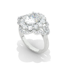 Load image into Gallery viewer, 3 Carat Moissanite Diamond Oval Cut Halo White Gold Engagement  Ring
