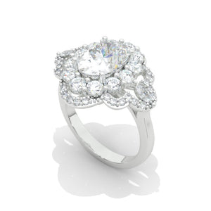 3 Carat Moissanite Diamond Oval Cut Halo White Gold Engagement  Ring