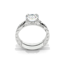 Load image into Gallery viewer, 14K White Gold 2 Carat Round Moissanite Floral Engagement Ring, Eternity Ring Set
