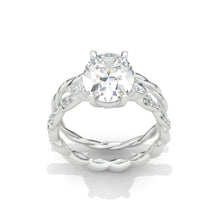 Load image into Gallery viewer, 14K White Gold 3 Carat Oval Moissanite Halo Engagement Ring Eternity Ring Set
