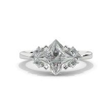 Load image into Gallery viewer, 2 Carat Princess Cut Moissanite Diamond  White Gold Giliarto Halo Engagement Ring
