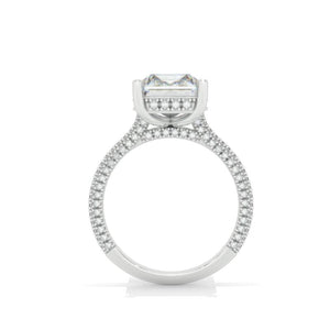 5 Carat Giliarto Emerald Cut Moissanite Hidden Halo Engagement Ring