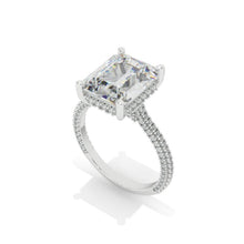 Load image into Gallery viewer, 5 Carat Giliarto Emerald Cut Moissanite Hidden Halo Engagement Ring
