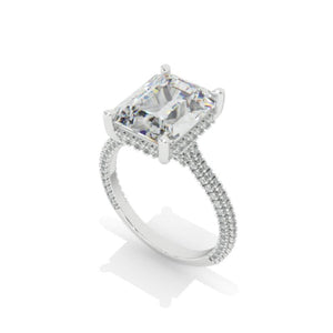 5 Carat Giliarto Emerald Cut Moissanite Hidden Halo Engagement Ring