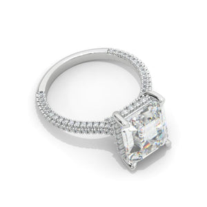 5 Carat Giliarto Emerald Cut Moissanite Hidden Halo Engagement Ring