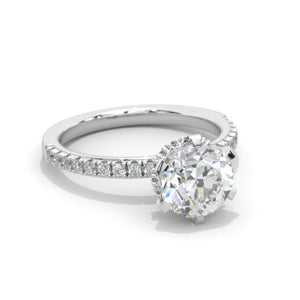 14K White Gold 2 Carat Round Moissanite Hidden Engagement Ring