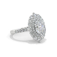 Load image into Gallery viewer, 14K White Gold 3 Carat Oval Moissanite Double  Halo Engagement Ring
