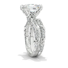 Load image into Gallery viewer, 2 Carat Princess Cut Giliarto Moissanite Diamond White Gold Floral Engagement Ring Set
