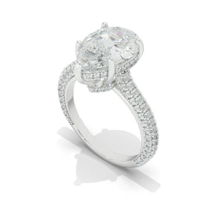 3 Carat Pear Cut Giliarto Moissanite Hidden Halo Engagement Ring