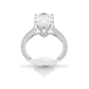 3 Carat Pear Cut Giliarto Moissanite Hidden Halo Engagement Ring