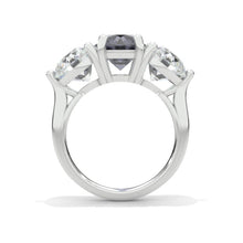 Load image into Gallery viewer, &#39;&#39;Courtney&#39;&#39;  2 Carat Dark Gray Blue Moissanite Three Stones  Engagement Ring
