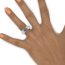 Load image into Gallery viewer, &#39;&#39;Courtney&#39;&#39;  2 Carat Dark Gray Blue Moissanite Three Stones  Engagement Ring
