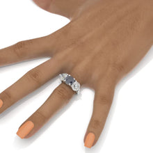 Load image into Gallery viewer, &#39;&#39;Courtney&#39;&#39;  2 Carat Dark Gray Blue Moissanite Three Stones  Engagement Ring
