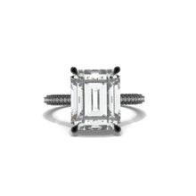 Load image into Gallery viewer, 4 Carat Giliarto Emerald Cut Moissanite Hidden Halo Engagement Ring
