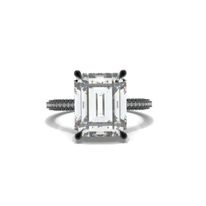 4 Carat Giliarto Emerald Cut Moissanite Hidden Halo Engagement Ring