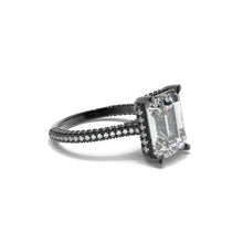 Load image into Gallery viewer, 4 Carat Giliarto Emerald Cut Moissanite Hidden Halo Engagement Ring
