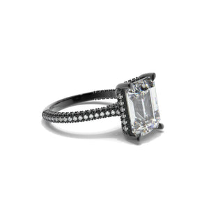 4 Carat Giliarto Emerald Cut Moissanite Hidden Halo Engagement Ring