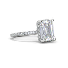 Load image into Gallery viewer, 4 Carat Giliarto Emerald Cut Moissanite Double Hidden Halo Engagement Ring
