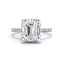 Load image into Gallery viewer, 4 Carat Giliarto Emerald Cut Moissanite Double Hidden Halo Engagement Ring
