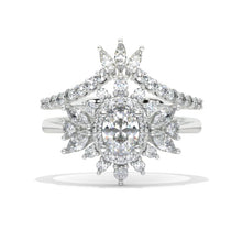 Load image into Gallery viewer, 14K White Gold 1.5 Carat Oval Snowflake Halo Engagement Ring
