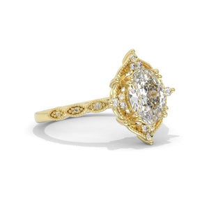 1.5 Carat Oval Moissanite Halo Vintage Engagement Ring