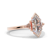 Load image into Gallery viewer, 3 Carat Hexagon Moissanite Halo 14K White Gold Engagement Ring
