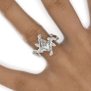 2.5 Carat Kite Moissanite Engagement Ring. 2.5CT Fancy Shield Shape Moissanite Ring