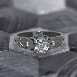 14K Black Gold Hexagon Moissanite Celtic Engagement Ring