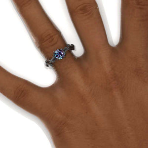 14K Black Gold Alexandrite Celtic Style Engagement Ring