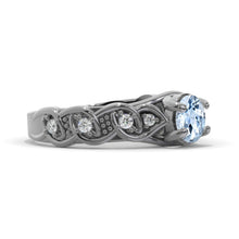 Load image into Gallery viewer, Celtic Genuine Aquamarine Engagement Ring 14K Black Gold
