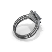 Load image into Gallery viewer, 4 Carat Kite Dark Gray Moissanite Halo Engagement Ring, Eternity Ring Set #63331
