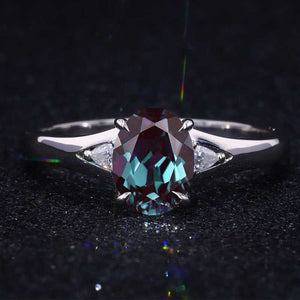 3 ct Oval Alexandrite 14K White Gold Engagement Ring