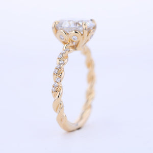 2 Carat Oval Moissanite Hidden Halo Rose Gold  Engagement Ring