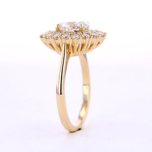 1 Ct Moissanite Double Halo Engagement Ring, Vintage Oval Shape Cut Moissanite Engagement Ring, Side Accents Stones 14K Gold