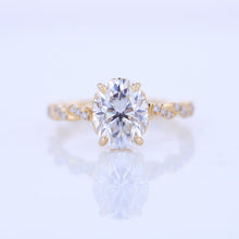 Load image into Gallery viewer, 2 Carat Oval Moissanite Hidden Halo Rose Gold  Engagement Ring
