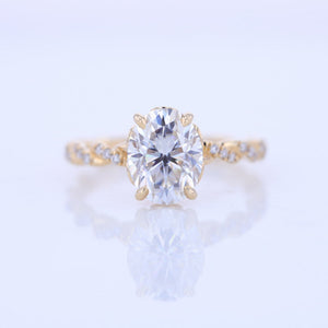 2 Carat Oval Moissanite Hidden Halo Rose Gold  Engagement Ring