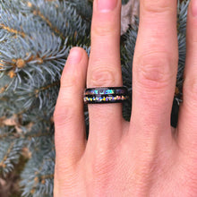 Load image into Gallery viewer, Abalone Shell and Fire Opal Engagement Tungsten Carbide Ring

