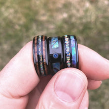 Load image into Gallery viewer, Genuine Abalone Shell with Sapphire Men&#39;s Tungsten Carbide Ring
