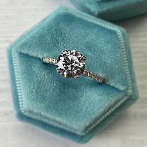 2 Carat Gray Grey Giliarto Moissanite 14K Gold  Engagement Ring