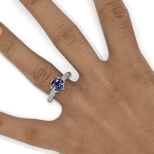 Load image into Gallery viewer, 2 Carat Alexandrite Floral  White Gold Engagement  Ring
