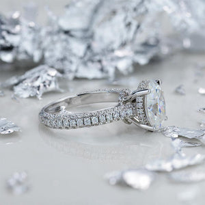 5 Carat Oval Moissanite Hidden Halo Gold Engagement Ring