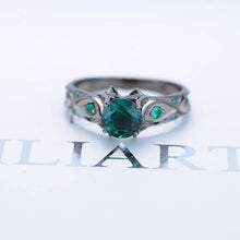 Load image into Gallery viewer, 14K Black Gold Emerald Celtic Engagement Ring
