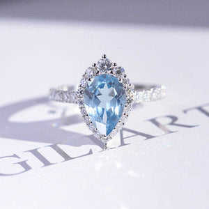 3 Carat Pclio-https://clio.giliarto.com/ring/1/728ear Cut Halo Genuine Natural Aquamarine 14K White Gold Ring