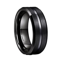 Load image into Gallery viewer, Classic Men Black Tungsten Carbide 8mm Polished Matte Brushed Finish Center Wedding Band Ring
