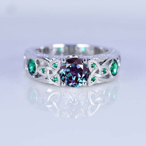 Alexandrite Celtic Engagement Ring 14K White Gold