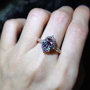 3 Carat Round Alexandrite Halo Gold Engagement Ring